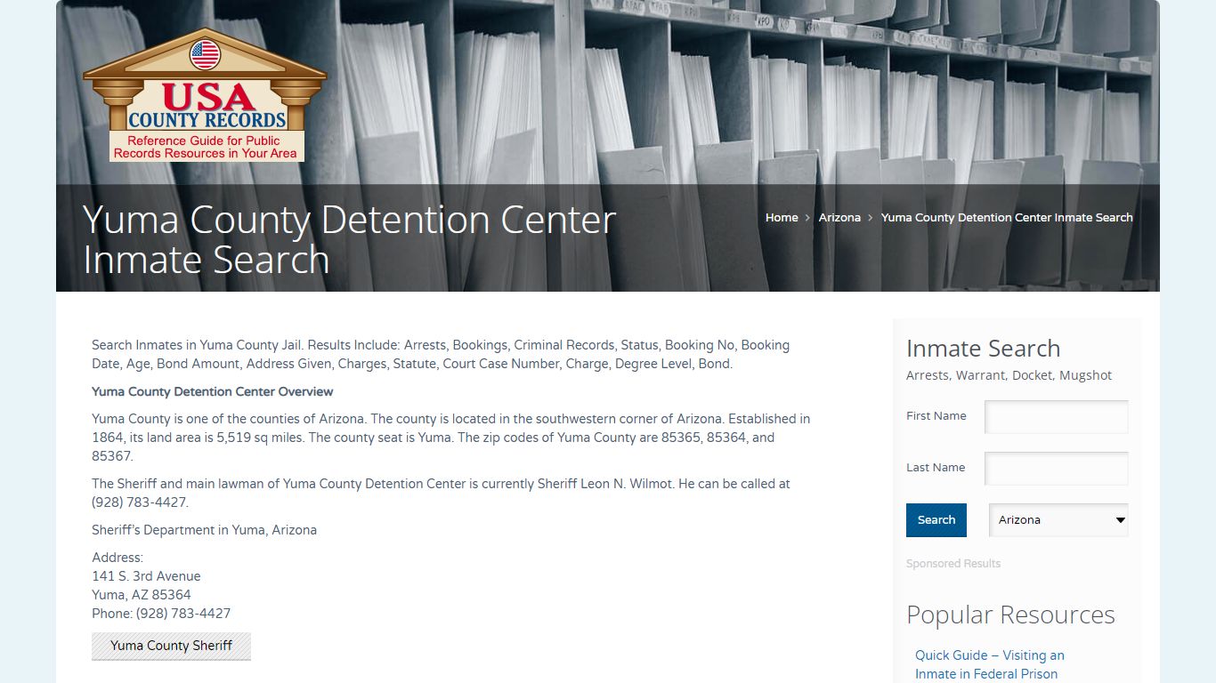 Yuma County Detention Center Inmate Search | Name Search