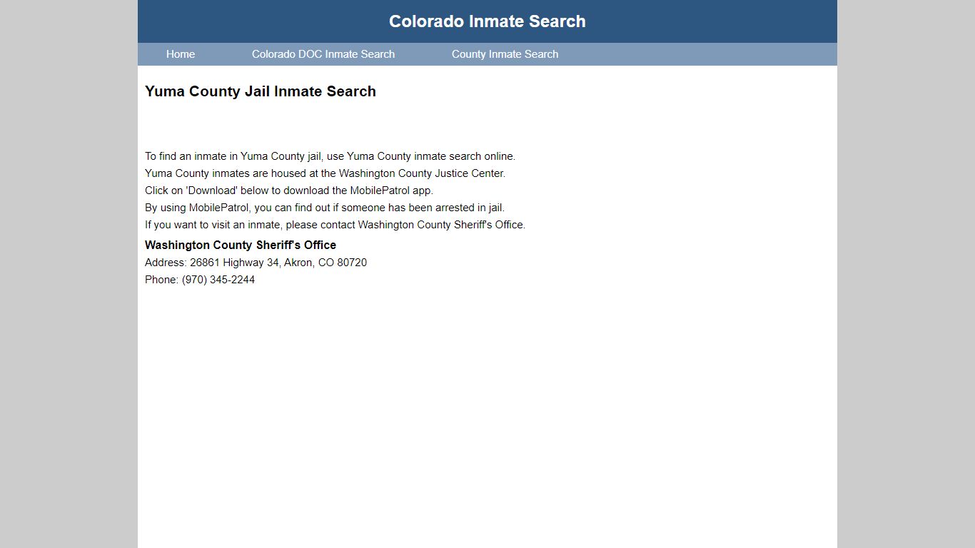 Yuma County Jail Inmate Search